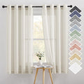 NICETOWN Linen Sheer Curtains 63 inch Length for Bedroom, Grommet Top Linen Blend Semi Sheer Privacy Window Treatment Light Filtering for Living Room, Natural, 52" W x 63" L, Set of 2