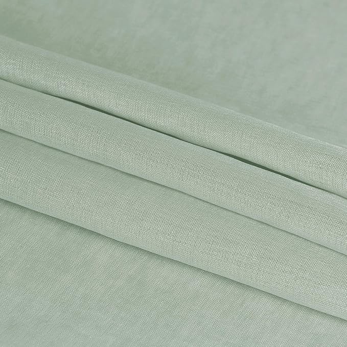 DWCN Bean Green Sheer Curtains Semi Transparent Voile Rod Pocket Curtains for Bedroom and Living Room, 52 x 84 inches Long, Set of 2 Panels