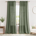 Olive Green Linen Curtains 102 Inches Long for Living Room 2 Panel Set Back Tab Rod Pocket Semi Sheer Curtains Light Filtering Burlap Extra Long Drapes Boho Farmhouse Decor for High Window 40x102
