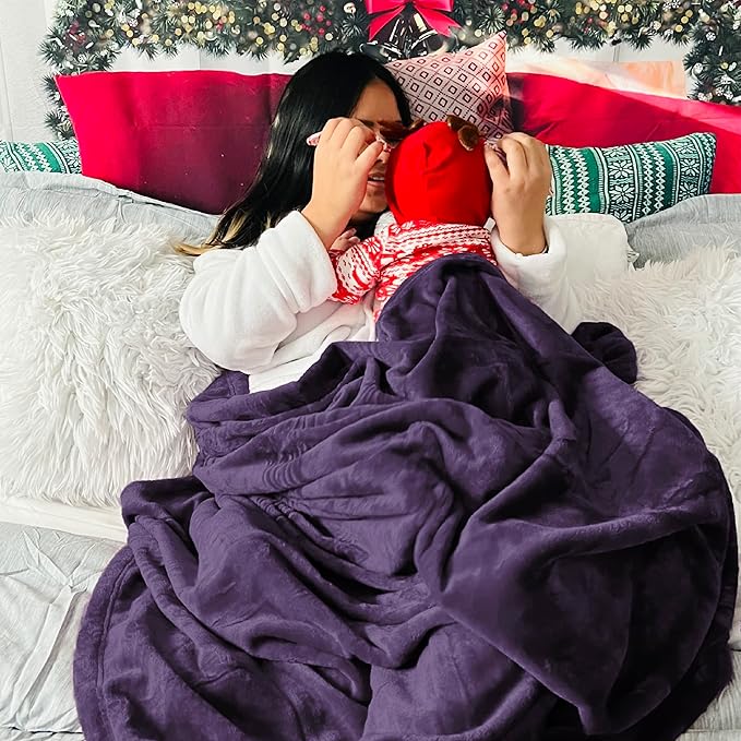 Bedsure GentleSoft Fleece Blanket Twin Size Purple - 300GSM Lightweight Plush Fuzzy Cozy Soft Warm Blanket for Bed, Sofa, Couch, Travel, Camping, 60x80 inches