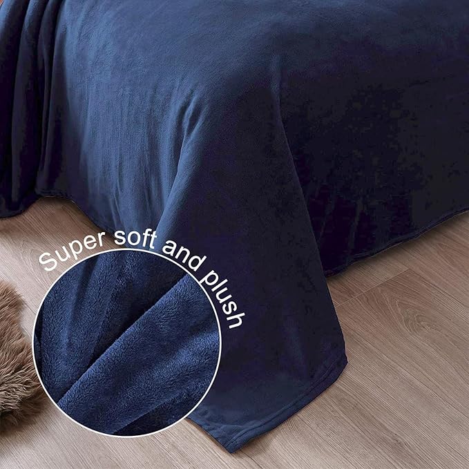 Exclusivo Mezcla Fleece Throw XL Blanket for Couch, Sofa, Super Soft and Warm Navy Blue Blankets, All Season, Cozy, Plush, Lightweight, 50x70 Inches