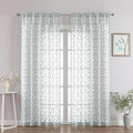 Chyhomenyc Light Grey Sheer Curtains 84 Inch Length 2 Panels Set, Light Filtering Tufted Textured Soft Airy Rod Pocket Gentle Leaf Window Treatment Drapes for Bedroom Living Room, 52" Wx84 L, 2PCS