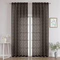 Chyhomenyc Chocolate Sheer Curtains 96 Inch Length 2 Panels Set, Light Filtering Tufted Textured Soft Airy Rod Pocket Gentle Leaf Window Treatment Drapes for Bedroom Living Room, 52" Wx96 L, 2PCS