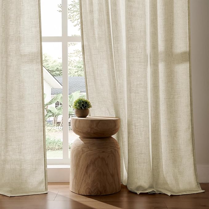 Joydeco Linen Curtains 84 Inch Length 2 Panel Sets,Light Filtering Curtains for Bedroom 70 Inch Wide Living Room Drapes with Back Tabs & Rod Pockets (W70 x L84 Inch, Linen)