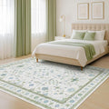 Green and Blue Kids Rugs for Bedroom 5x8 - Oushak Boho Cute Area Rug, Washable Low Pile Non-Slip Soft Foldable Indoor Carpet for Nursery, Playroom