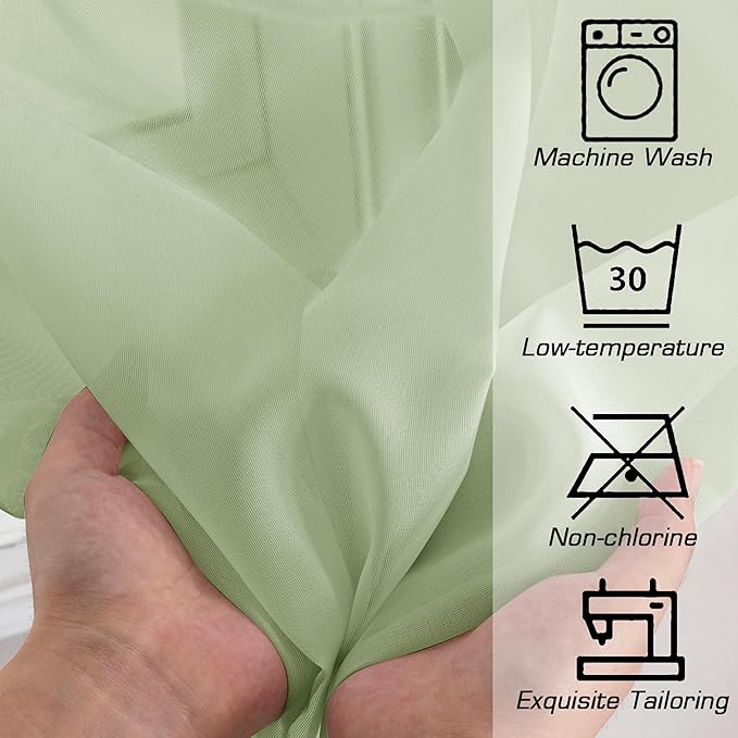 OWENIE Sheer Curtain 96 Inch Long 2 Panels Set, Light Filtering Clear Rod Pocket Soft Sheer Curtain 95 for Bedroom/Living Room, 2Pcs, Each 42" W x 96" L, Light Grey