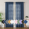 Simplebrand Navy Blue Semi Sheer Curtains 84 Inches Long 2 Panels, Light Filtering Geometric Jacquard Clip Textured Sheer Curtains for Bedroom，Modern Elegant Window Curtains Drapes，42x84 inch