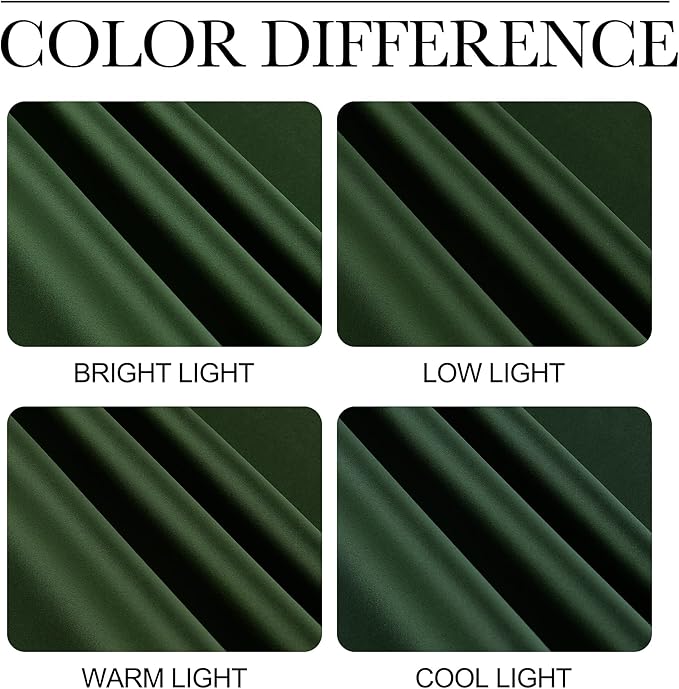 NICETOWN Dark Green Blackout Cafe Satin Curtains for Small Windows, 42" Wide by 36" Long, 2 Panels, Rod Pocket Noise Reducing Faux Silk Blackout Drapes for Cupboard