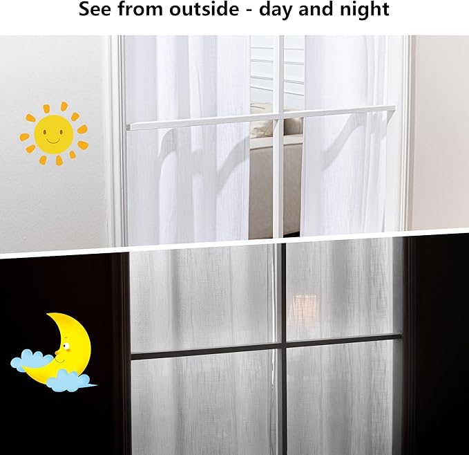 MYSKY HOME Patio White Curtains for Sliding Door, Living Room Curtains & Drapes Soft Cotton Farmhouse Window Treatments 90 inch Length 1 Panel Set Linen Look Semi Sheer Draperies, 100" W x 90" L