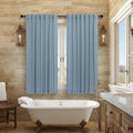 Light Blue Curtains 45 Inch Length for Small Bedroom 2 Panels Rod Pocket Back Tab Textured Semi Sheer Linen Short Cafe French Country Blue Curtain for Kitchen Bathroom Farmhouse Decor Stone Blue Dusty