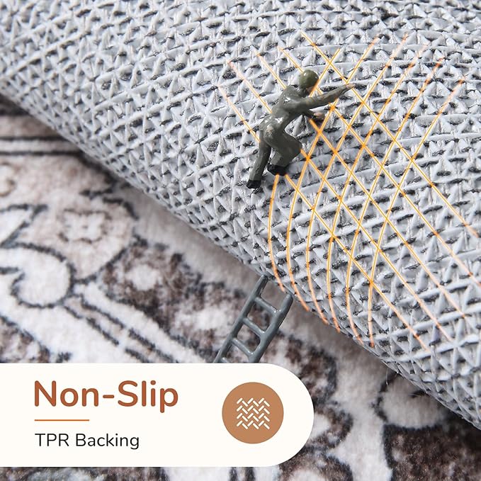 OPPODREAM Soft Entryway Rug 2x12, 2x12 Rug Runner, Washable Hallways Carpet 2 x 12 with Non Slip Backing, Low-Pile Bedside Carpet 2 x 12, Long, Faux Cashmere, Greenish Grey