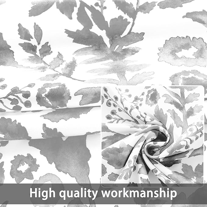 DriftAway Julia Watercolor Blooming Flower Floral Lined Thermal Insulated Window Curtain Valance Rod Pocket 52 Inch by 18 Inch Plus 2 Inch Header Gray 1 Pack