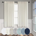 Pitalk 48 Inch Curtains for Cafe Kitchen Cream Linen Semi Sheer Short Curtains & Drapes Privacy with Light Filtering Curtain for Small Window 52 x 48 Inches Long Length 2 Panels Back Tab Ivory Colored