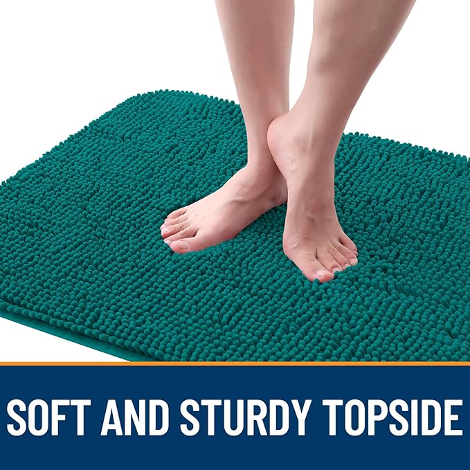 OLANLY Dog Door Mat for Muddy Paws 48x30, Absorbs Moisture and Dirt, Absorbent Non-Slip Washable Doormat, Quick Dry Chenille Mud Mat for Dogs, Entry Indoor Entryway Carpet for Inside Floor, Lake Blue