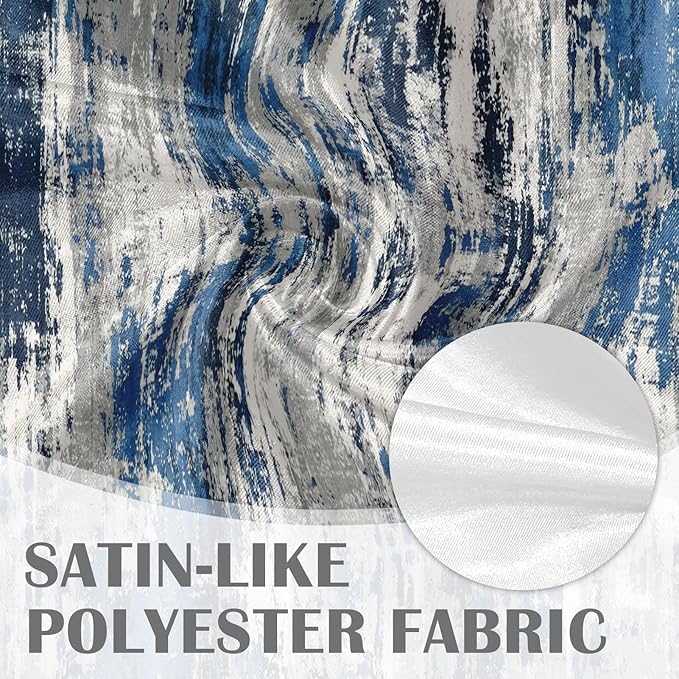 Emvency 4 Pack Valances Window Treatments, Abstract Modern Blue Grey Rustic Navy Drapes Adjustable Curtain for Windows Living Room Kitchen Over Sink, 52x18 Inch Rod Pocket Valances