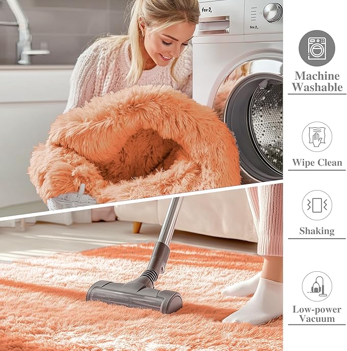 OLANLY 6x9 Machine Washable Large Area Rugs for Living Room, Bedroom, Soft Fluffy Shaggy Bedside Rug, Indoor Floor Carpet for Kids Girls and Boys, Dorms, Nursery, Home Decor Aesthetic, Muted Orange