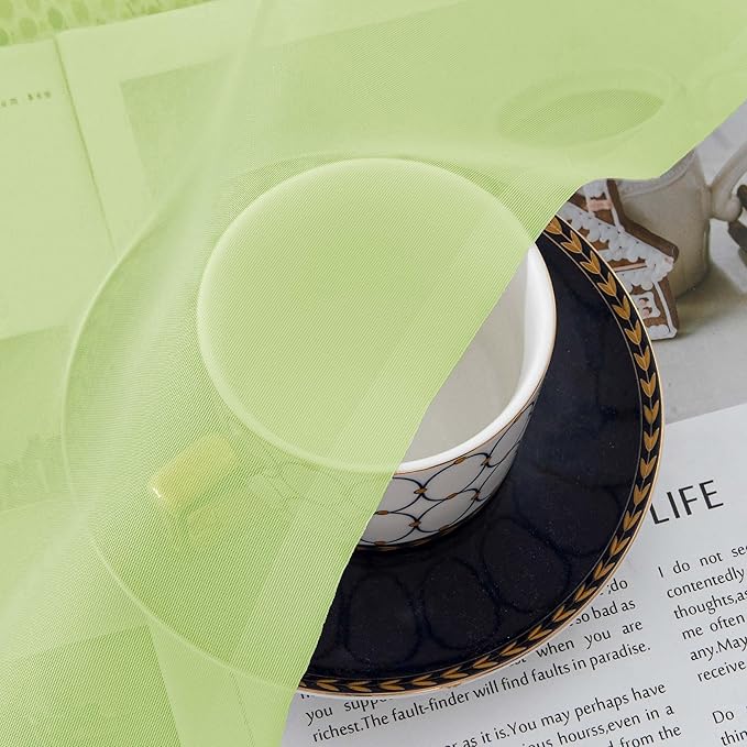 OWENIE Sheer Lime Curtains for Bedroom Living Room 63 Inch Length 2 Panels Set, Modern Soft Solid Light Filtering Sheer Curtains for Dining Room, Rod Pocket Window Treatments, Lime, 42" Wx63 L