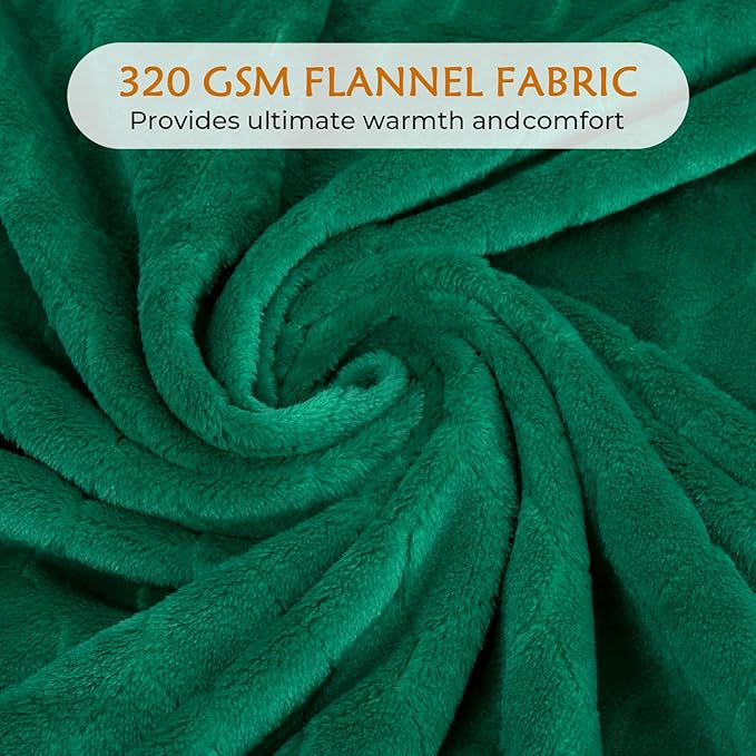 TOONOW Fleece Blanket Super Soft Cozy Throw Blanket 50" x 60", Lightweight Fuzzy Comfy Textured Flannel Blanket Warm Plush Throw Blankets for Couch, Sofa, Bed, Emerald