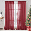 BGment Long Linen Semi Sheer Curtains 102 Inch Length for Living Room, Burgundy Lightweight Window Drapes for Bedroom with Rod Pocket Rustic Textured, 2 Panels Set, Each 52 Inch Wide