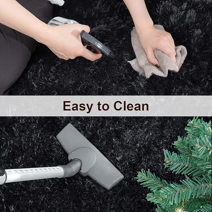 TWINNIS Super Soft Shaggy Rugs Fluffy Carpets, 10x14 Feet, Indoor Modern Plush Area Rugs for Living Room Bedroom Kids Room Nursery Home Decor, Upgrade Anti-Skid Rectangular Fuzzy Rug, Black