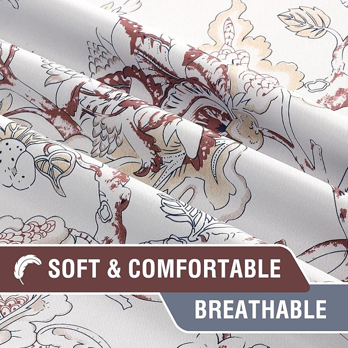 H.VERSAILTEX Blackout Curtain Valances for Kitchen Window/Living Room/Bathroom Privacy Added Rod Pocket Home Decoration Winow Valance, 52" W x 18" L, Floral in Terracotta and Blue