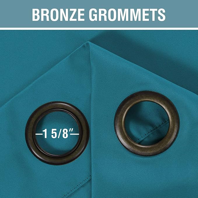 H.VERSAILTEX Window Treatment Blackout Curtains for Living Room Thermal Insulated Energy Saving Patio Door Curtains Grommet Panles, Room Darkening Curtain Turquoise Blue (Set of 1 Panel), 52'W x 96'L