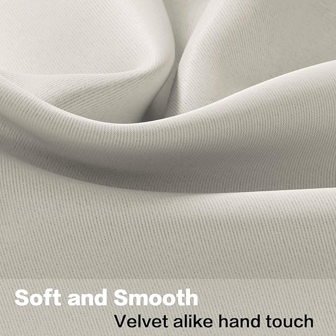 H.VERSAILTEX 4 Panels Blackout Curtain Valances for Kitchen Windows/Living Room/Bathroom Privacy Protection Rod Pocket Decoration Scalloped Window Valance Curtains, 52" W x 18" L, Ivory/Cream