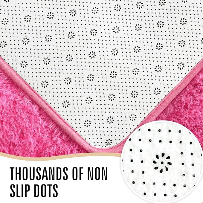 LOCHAS Ultra Soft Indoor Modern Area Rugs Fluffy Living Room Carpets for Children Bedroom Home Decor Nursery Rug 4x5.3 Feet,Hot Pink