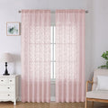 Lecloud Leia Blush Pink Sheer Curtains 90 Inches Long 2 Panels, Airy Leaf Textured Jacquard Drapes, Light Filtering & Privacy Dual Rod Pocket Window Curtains for Living Room Bedroom, 52" W x 90" L