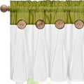 FRAMICS Farmhouse Valance Curtains, Boho Cotton Linen Kitchen Valance, Rustic Button Window Valances for Kitchen Bathroom, Rod Pocket Valances for Windows, Fresh Green and White, 52 x 18 Inch