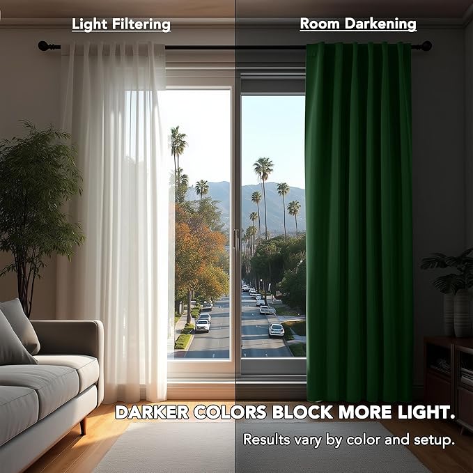 Deconovo Blackout Curtains, Thermal Insulated, W52 x L63 2 Panels, Back Tab, Machine Washable, Room-Darkening Drapes for Bedroom/Living Room Dark Forest
