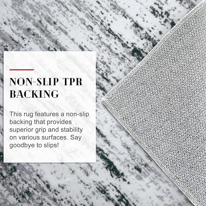 Lansny Modern Abstract Runner Rug 2x6, Black Grey White Washable Kitchen Runner Non-Slip Soft Hallway Rug Runner Thin Print Faux Wool Carpet for Entryway Bedroom Laundry Room Indoor Home Decor