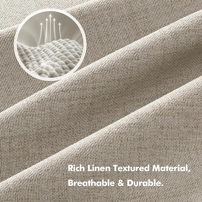 MIULEE 100% Blackout Linen Curtains for Bedroom, Stone Solid Luxury Decor Thermal Insulation Room Darkening Drapes for Living Room Nursery Back Tab Rod Pocket 42 x 63 Inches, 2 Panels