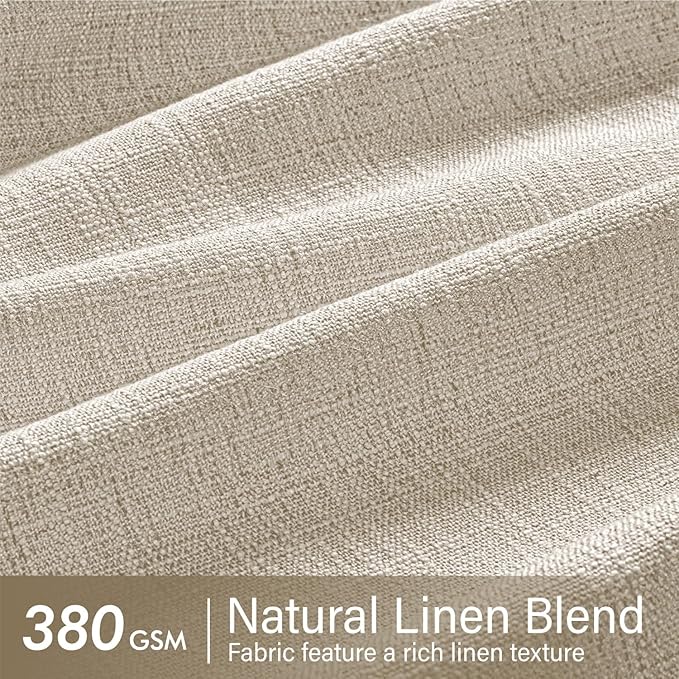 MIULEE Pinch Pleated Thick Linen Curtains 96 Inches Long 2 Panels for Living Room Bedroom, Memory Trained Drapes Pinch Pleat Back Tab Semi Sheer Privacy Neutral Ivory Cream Farmhouse Window Curtains