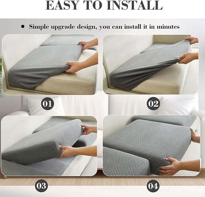 Couch Cushion Covers Sofa Covers Couch Covers for Sofa Pet Friendly Universal Sofa Covers Washable Stretch Slipcovers for Sectional Sofa (Texture Gray,Back Cover L)