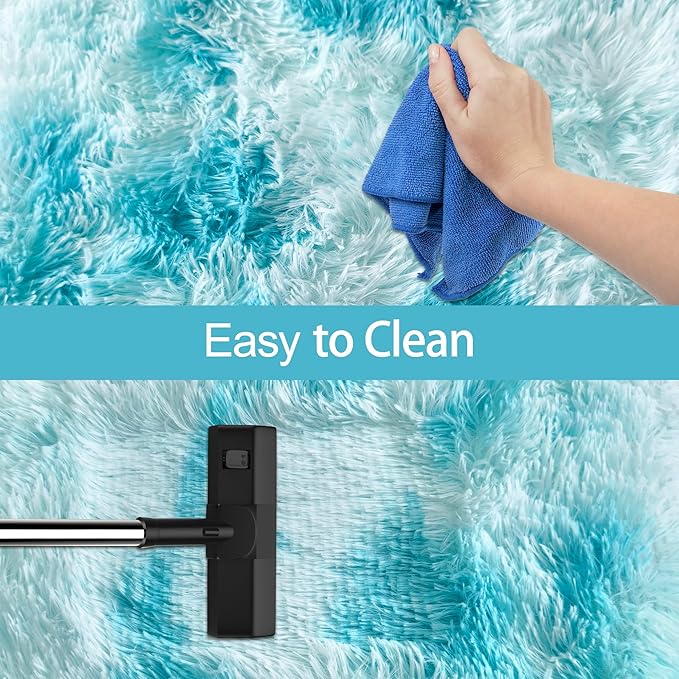 Tie-Dyed Sky Blue 2x8 Machine Washable Runner Rugs for Hallway Soft Fluffy Shaggy Bedside Rugs for Bedroom Living Room Indoor Floor Carpet for Kids Girls and Boys Nursery Rooms Home Decor Aesthetic