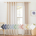NICETOWN Beige Sliding Door Curtains Linen Sheer Textured, Grommet Semi Sheer Keep Privacy Window Drapes with Light Filtering for Living Room/Bedroom, W70 x L84, 2 Pieces