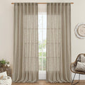 LAMIT Taupe Linen Curtains for Living Room 84 inch Length 2 Panels, Light Filtering Semi Sheer Curtains Back Tab and Rod Pocket Farmhouse Drapes for Bedroom/Sliding Glass Door, 52 x 84 Inch