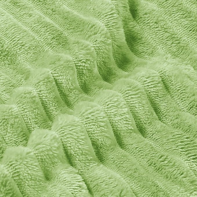 BEDELITE Fleece Blanket Twin Size – 3D Ribbed Jacquard Soft and Warm Decorative Fuzzy Blankets – Cozy, Fluffy, Plush Lightweight Throw Blankets for Couch, Bed, Sofa(Sage Green, 60x80 inches)