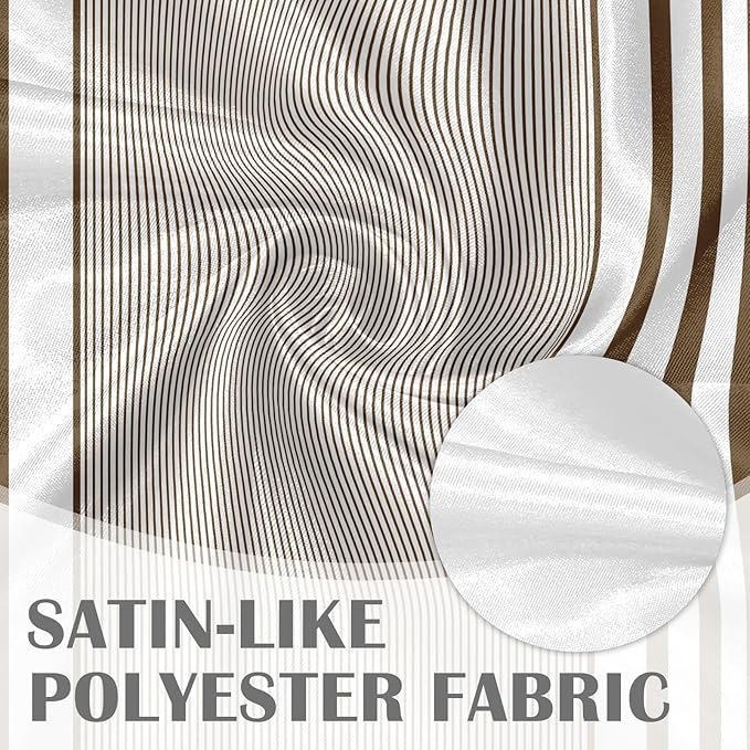 Emvency 2 Pack Valances Window Treatments, Striped Brown Minimalist Neutral Modern Drapes Adjustable Curtain for Windows Living Room Kitchen Over Sink, 52x18 Inch Rod Pocket Valances
