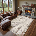 UERMEI Area Rug Living Room Rugs-Washable Neutral Modern Abstract Soft Thin Large Rug Indoor Floor No Slip Rug Carpet for Bedroom Under Dining Table Home Office Decor-Brown/Grey/Beige-7'x 9'
