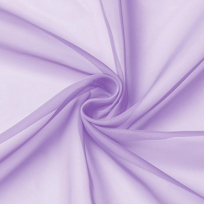 Aiyufeng Light Purple Sheer Curtain Panels Pair Sold 96 Inch Length, Light Filtering Window Curtain Drapes Treatment for Kitchen, Bedroom/Children Room, Voile Top Dual Rod Pocket, 2 Pack of 42 x 96"