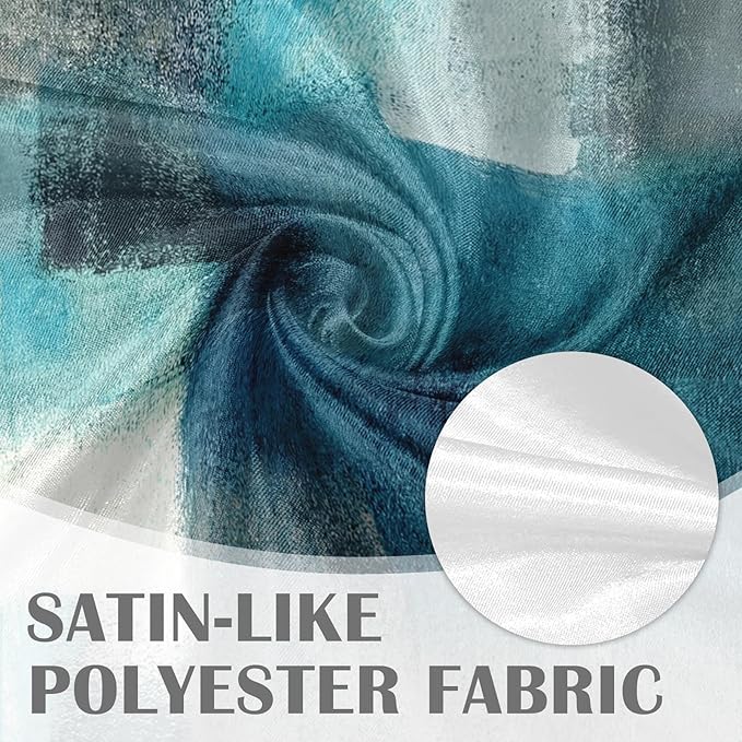 Emvency 4 Pack Valances Window Treatments, Turquoise Abstract Modern Art Blackout Adjustable for Living Room Bathroom Bedroom Kitchen Over Sink, 52x18 Inch Rod Pocket Valances