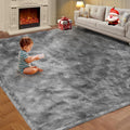 Large Area Rugs for Living Room, Fluffy Shag Fuzzy Plush Soft Bedroom Area Rugs, Indoor Floor Carpet for Kids Boys Girls Dorm Nursery Home Decor Aesthetic(Tie-Dyed Light Grey, 6x9 Feet)