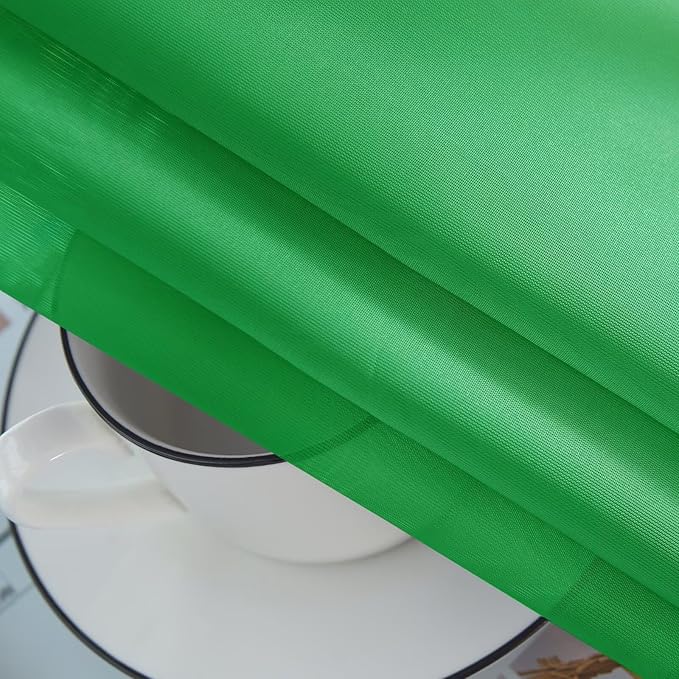 youleyar Solid Sheer Rod Pocket Curtain Voile Draperies 2 Panels White Beige Black Ivory Coffee 26 Inch Width 24 Inch Long 1 Pair for Kitchen Bedroom Children Living Room Yard(Green,26W x 24L)