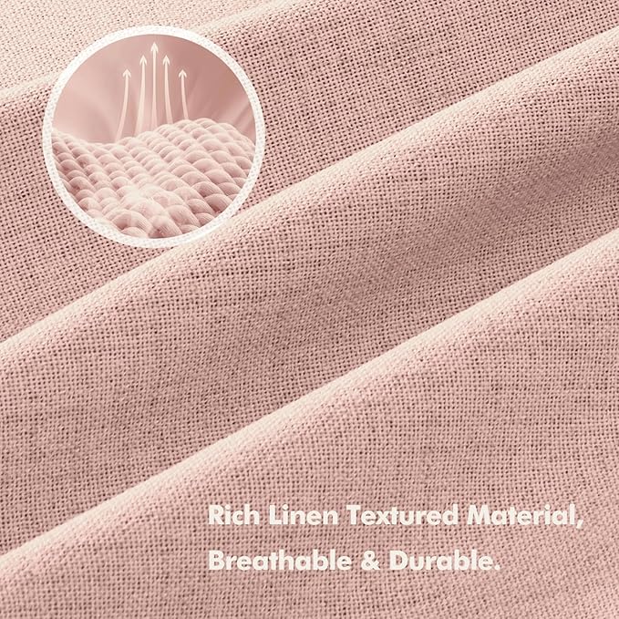 MIULEE 100% Blackout Linen Curtains for Bedroom, Blush Pink Solid Luxury Decor Thermal Insulation Room Darkening Drapes for Living Room Nursery Back Tab Rod Pocket 42 x 84 Inches, 2 Panels
