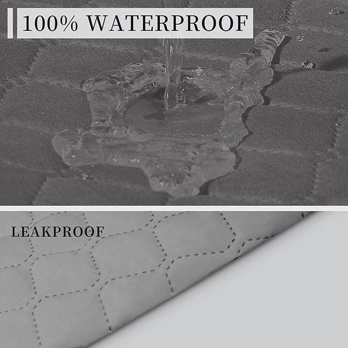 ISSUNTEX Double Protection 100% Waterproof Recliner Covers for Living Room, Reversible Furniture Protector Recliner Couch Sofa Slipcover for Dogs, Pets, Kids (Recliner, Gray/Light Gray)