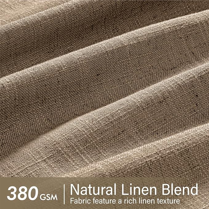 MIULEE Pinch Pleated Thick Linen Curtains 84 Inches Long 2 Panels for Living Room Bedroom, Memory Trained Pleat Drapes Back Tab Light Filtering Country Farmhouse Brown Burlap Curtains with Hooks&Rings