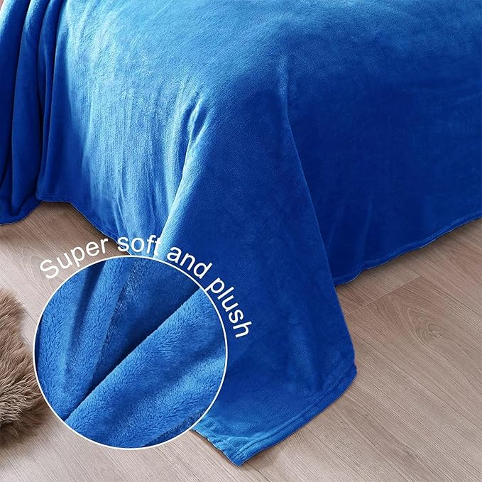 Exclusivo Mezcla Fleece Blanket Twin Size for Bed, Super Soft and Warm, All Season, Cozy, Plush, Lightweight, 60x80 Inches Cobalt Blue