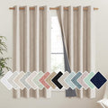 NICETOWN Cream 100% Blackout Linen Curtains 45 inch Long Burg for Living Room, 1 Pair, 52" Width Each Panel, Farmhouse Thick Completely Blackout Window Treatment Thermal Insulated Drapes